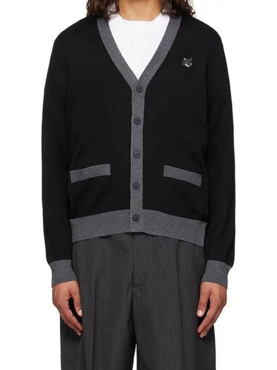 Bold Fox Head Patch Two-Tone Cardigan Black - MAISON KITSUNE - BALAAN 2