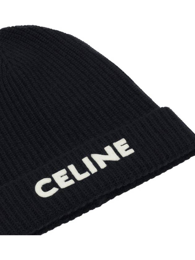 Embroider Logo Knit Beanie Black - CELINE - BALAAN 5