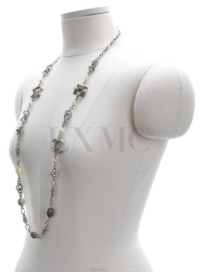 Pearl necklace long CC logo stone cubic - CHANEL - BALAAN 2