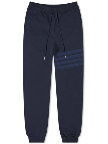 Men's Diagonal Loop Back Track Pants Navy - THOM BROWNE - BALAAN.