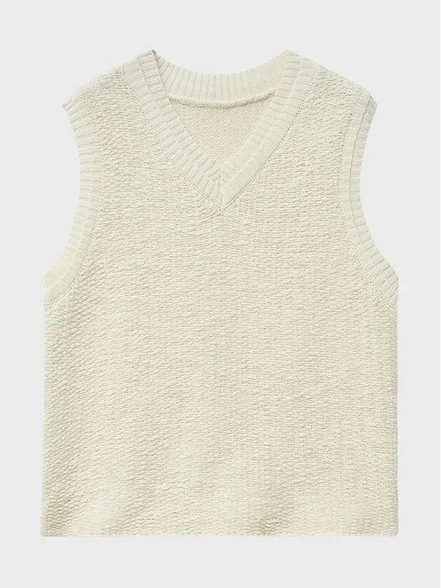 Textured Layered V-Neck Vest Ivory - NOIRER - BALAAN 3