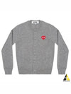 Play Red Heart Logo Print Wool Cardigan Gray - COMME DES GARCONS - BALAAN 2