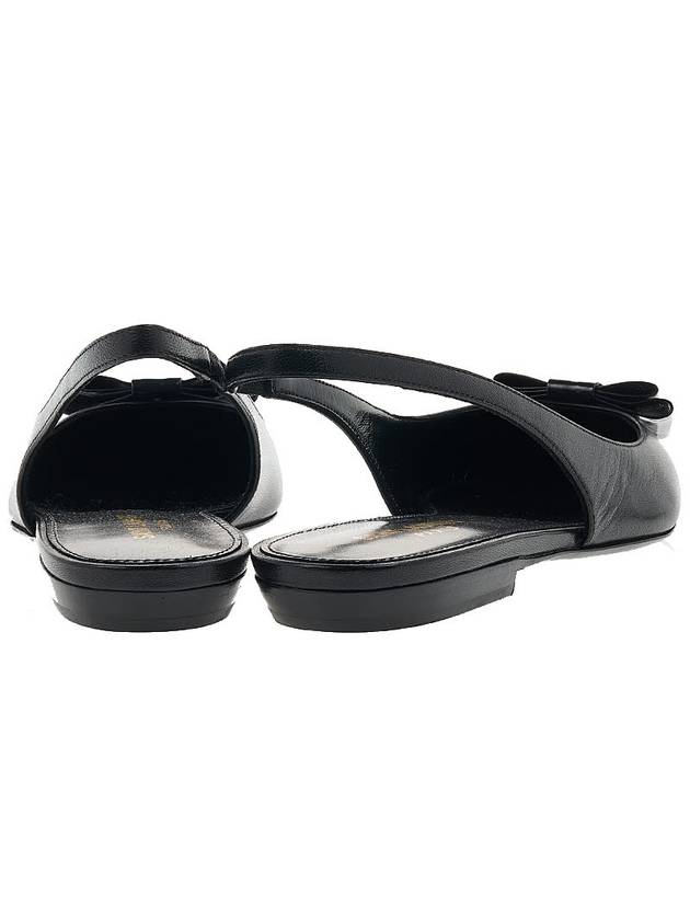 Anais Leather Slingback Flat Black - SAINT LAURENT - BALAAN 5