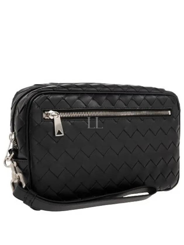 Intrecciato Zipper Leather Pouch Bag Black - BOTTEGA VENETA - BALAAN 2