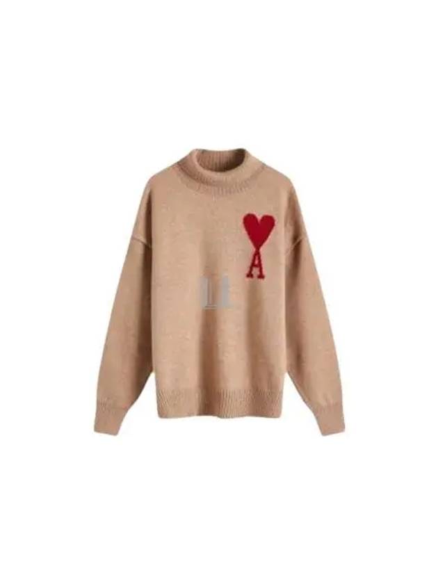 Big Heart Logo Knit Top Beige - AMI - BALAAN 2