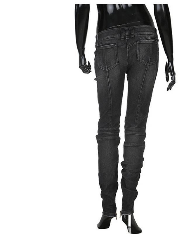 Low Rise Biker Skinny Jeans Black - BALMAIN - BALAAN 3