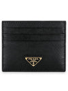 Saffiano Leather Triangle Logo Card Wallet Black Gold - PRADA - BALAAN 3