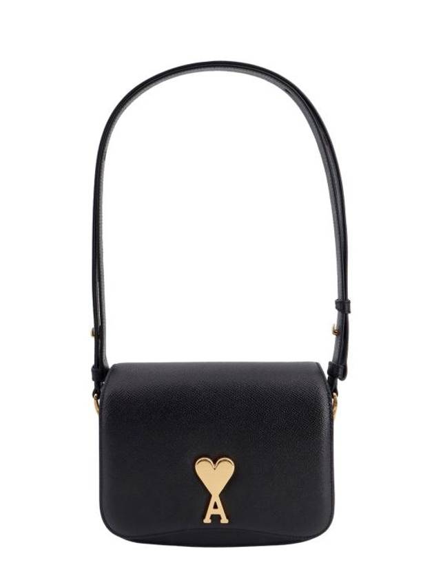 Paris Logo Leather Shoulder Bag Black - AMI - BALAAN 2