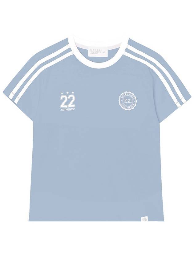 Football double tape short sleeve t shirt light blue - THE GREEN LAB - BALAAN 1