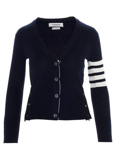 4-Bar V-Neck Cashmere Cardigan Navy - THOM BROWNE - BALAAN 2