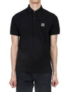 Compass Patch Short Sleeve Polo Shirt Black - STONE ISLAND - BALAAN 3