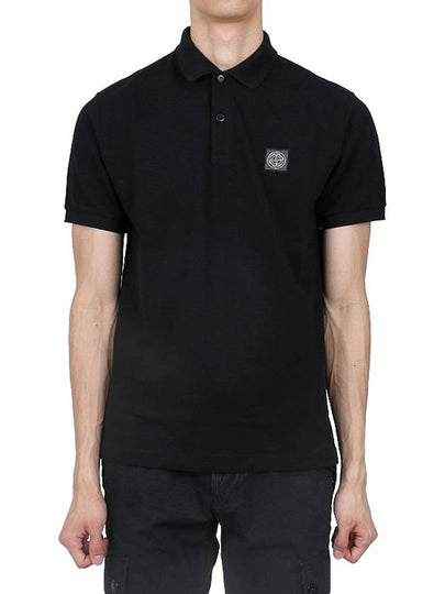 Compass Patch Short Sleeve Polo Shirt Black - STONE ISLAND - BALAAN 2