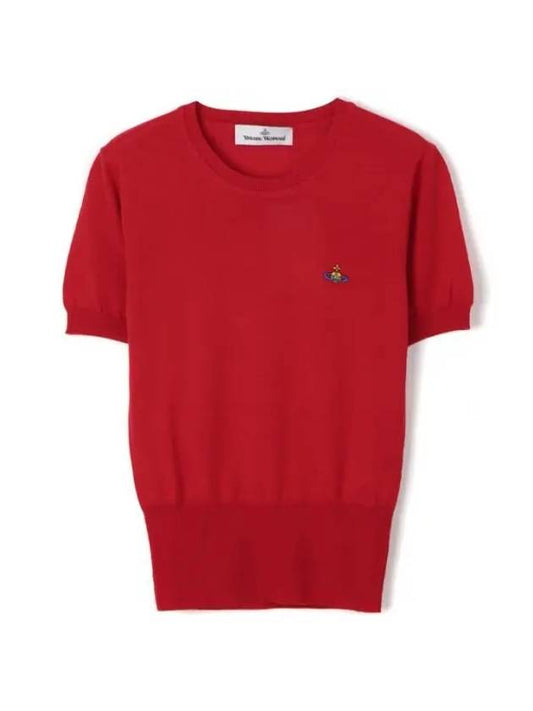 ORB Logo Short Sleeve Knit Top Red - VIVIENNE WESTWOOD - BALAAN 1
