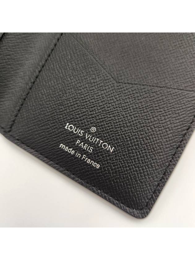 Pocket Organizer Taiga Leather Card Wallet Black - LOUIS VUITTON - BALAAN 8