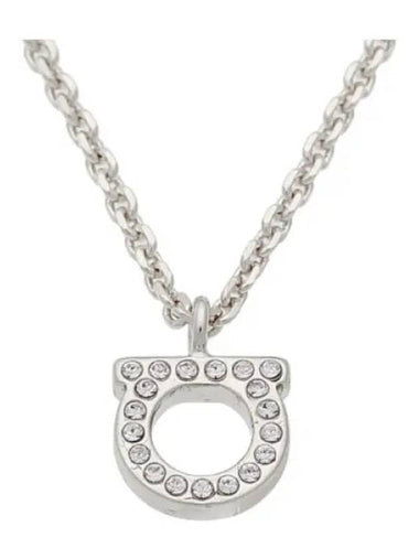 Ferragamo Gancini Crystal Silver Necklace - SALVATORE FERRAGAMO - BALAAN 1