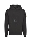 Old Effect Cotton Diagonal Fleece Hoodie Black - STONE ISLAND - BALAAN 2