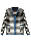 Women's Gingham Tweed Jacket Ivory Blue - GUCCI - BALAAN 2