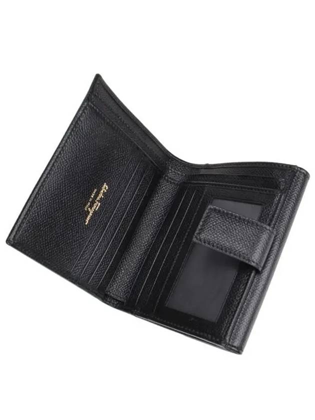 Gancini Leather Half Wallet Black - SALVATORE FERRAGAMO - BALAAN.