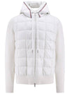 Men's Padded Hooded Wool Cardigan White - MONCLER - BALAAN 1