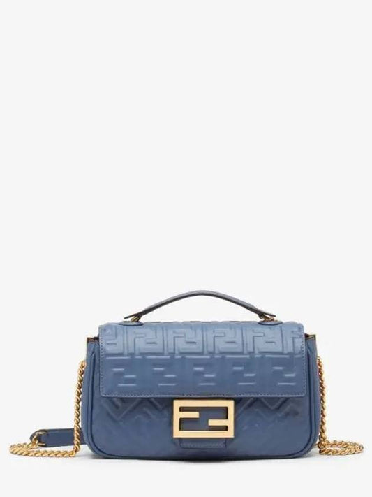 Baguette Medium Nappa Leather Chain Shoulder Bag Blue - FENDI - BALAAN 2