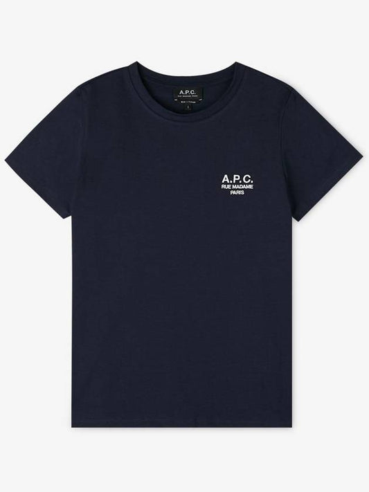 Denise Embroidered Short Sleeve T-shirt Navy - A.P.C. - BALAAN 2