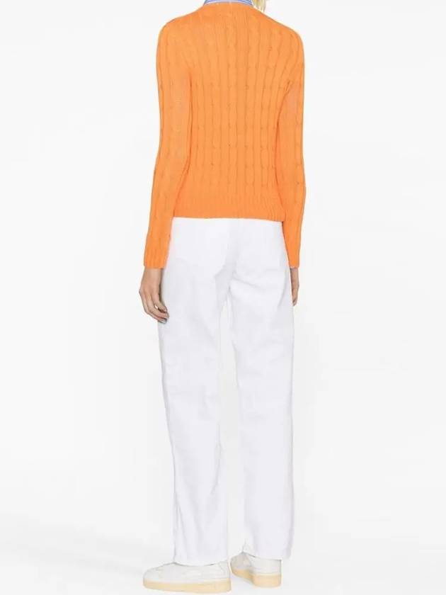 Embroidered Logo Pony Cable Knit Top Orange - POLO RALPH LAUREN - BALAAN 5