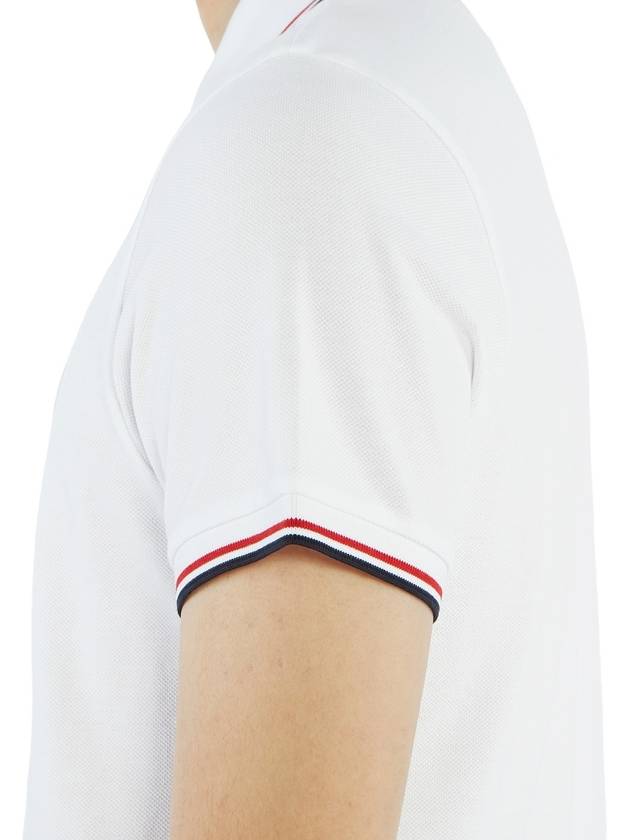 Stripe Trimming Logo Short Sleeve Polo Shirt White - MONCLER - BALAAN 9