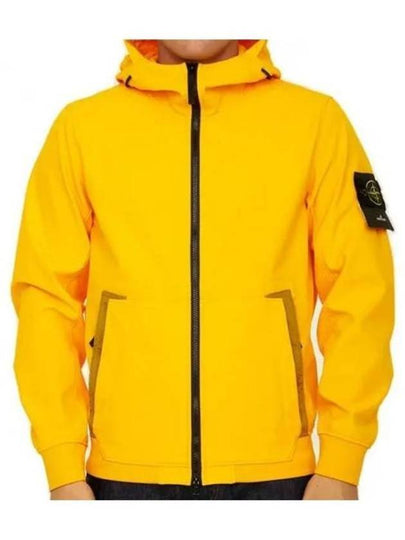 Men's Wappen Patch Softshell Zip Up Hoodie Yellow - STONE ISLAND - BALAAN 2