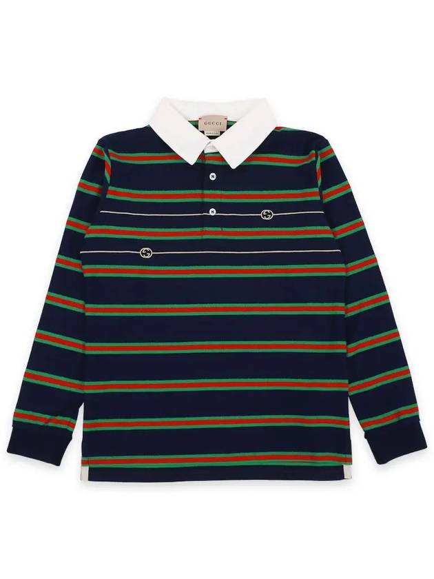 Kids Stripe Polo Shirt Navy - GUCCI - BALAAN 3