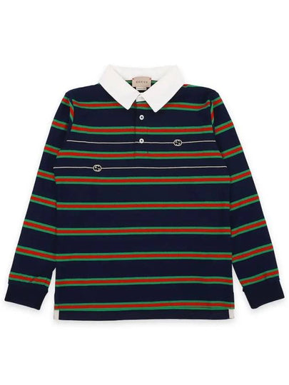 Kids Stripe Polo Shirt Navy - GUCCI - BALAAN 2