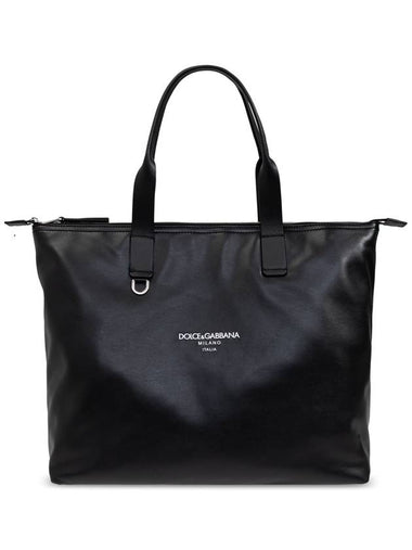 Dolce & Gabbana Leather Shopper Bag, Men's, Black - DOLCE&GABBANA - BALAAN 1