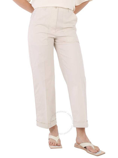 Women's Roll Cuff Crop Cotton Straight Pants Beige - MONCLER - BALAAN 2