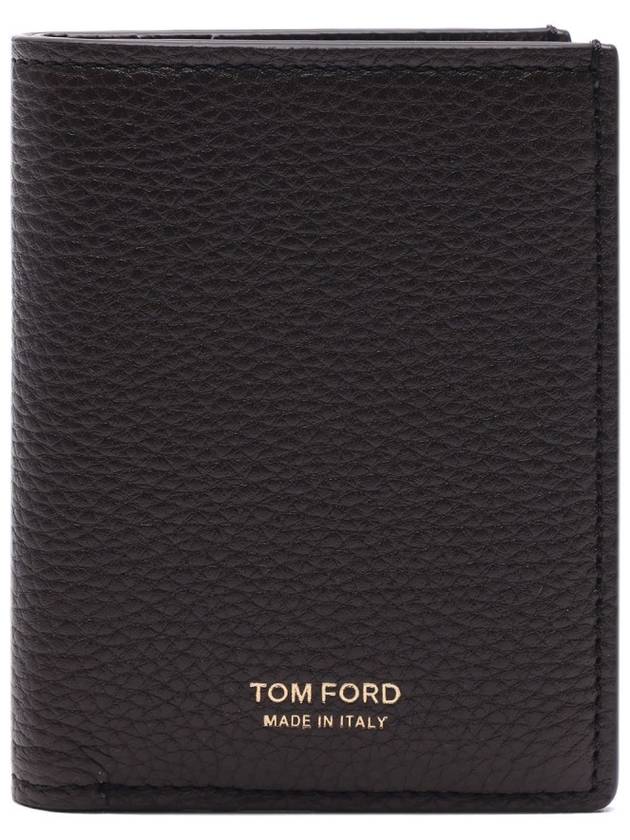 T Line Logo Fold Card Wallet Chocolate - TOM FORD - BALAAN 3