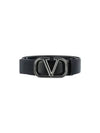 V Logo Signature Leather Belt Black - VALENTINO - BALAAN 2