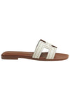 Oran H Cut Out Slippers Blanc - HERMES - BALAAN 4