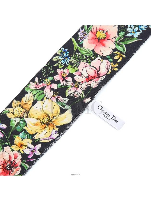 Floral D Micha Scarf Blue Multi Color Silk Twill Bandeau - DIOR - BALAAN 7