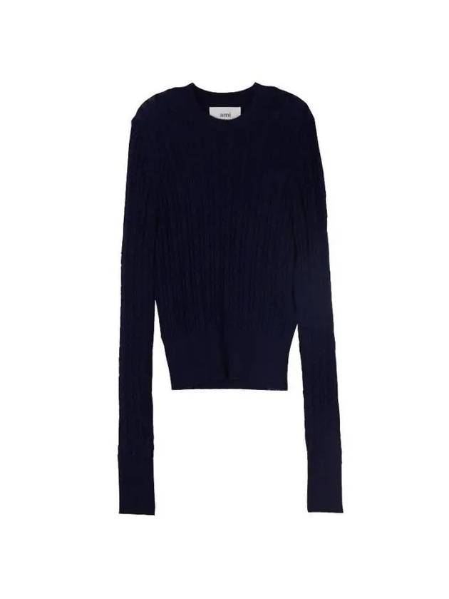 Cable Knit Top Navy - AMI - BALAAN 2