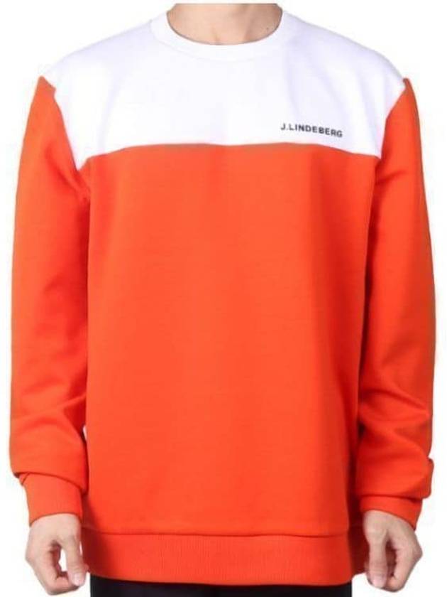 Men's Jeff Crew Neck Polyester Sweatshirt Fiery Red - J.LINDEBERG - BALAAN 2