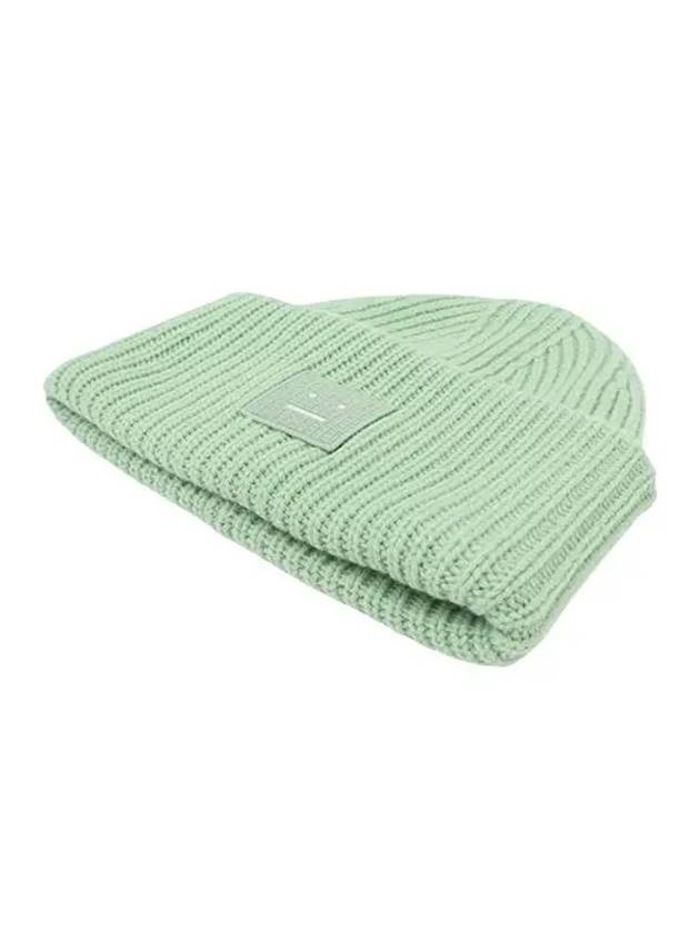 Face Patch Ribbed Wool Beanie Spring Green - ACNE STUDIOS - BALAAN 4