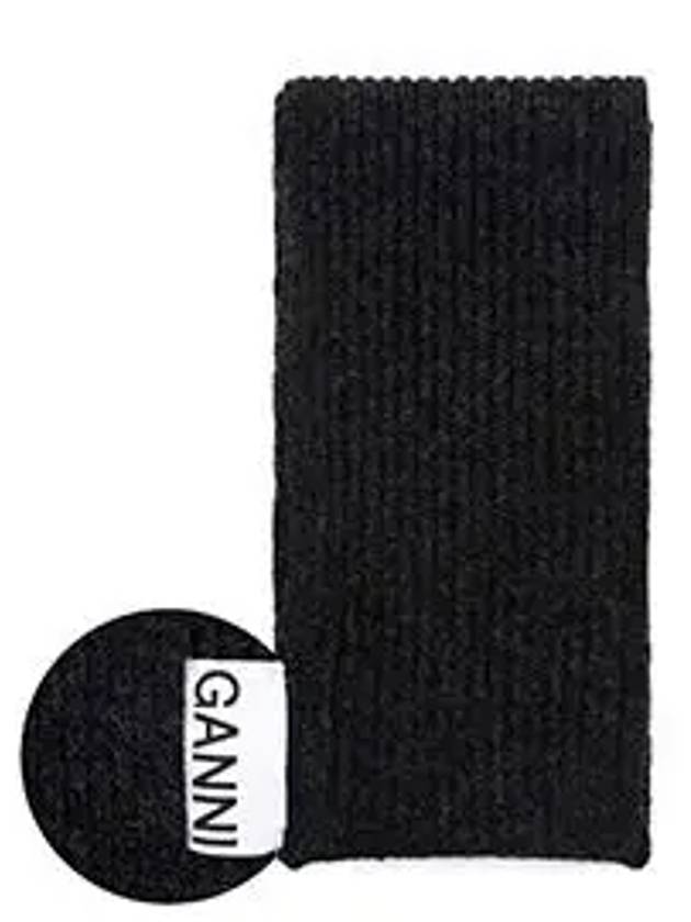 Ribbed Knit Muffler Black - GANNI - BALAAN 6