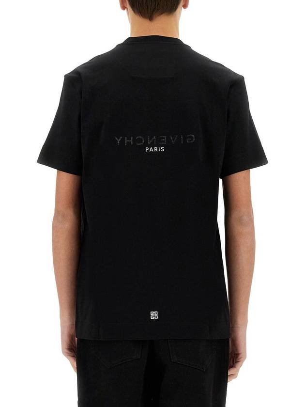 Men's Reverse Logo Round Slim Short Sleeve T-Shirt Black - GIVENCHY - BALAAN 4