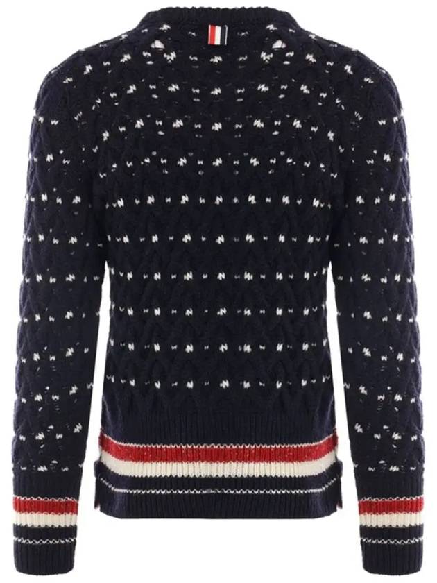 Wool Mohair Long Sleeve Knit Top Navy - THOM BROWNE - BALAAN 4