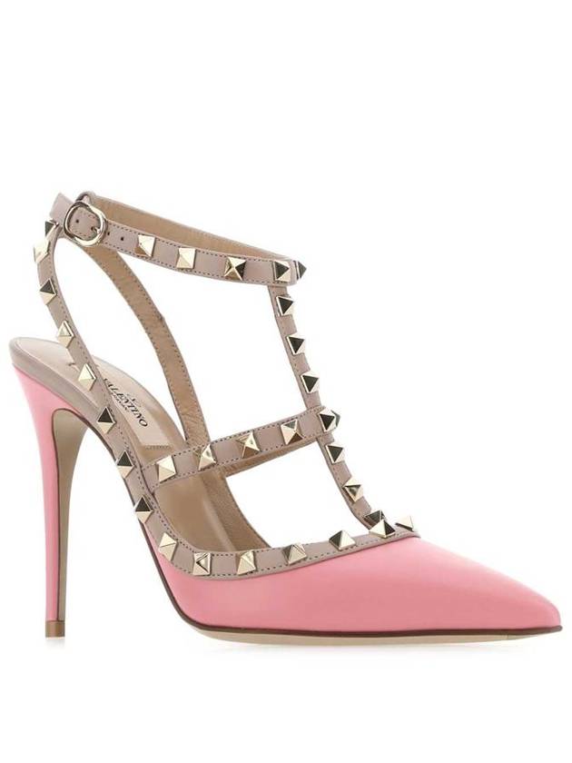 Women's Rockstud Cage Strap Pumps Heel Pink - VALENTINO - BALAAN 3