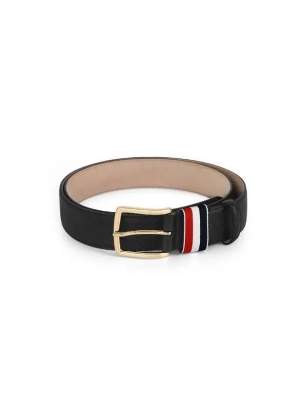 Men's Three Stripes Tab Pebbled Leather Belt Black - THOM BROWNE - BALAAN 5