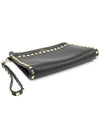 VW2P0V27VSH Black Stampa Alce Calfskin Gold Rockstud Pouch Clutch - VALENTINO - BALAAN 4