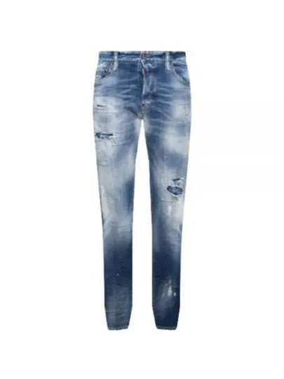 Distressed Washed Slim Jeans Blue - DSQUARED2 - BALAAN 2