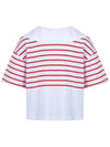 Big collar striped t-shirt MW3ME103RED - P_LABEL - BALAAN 3