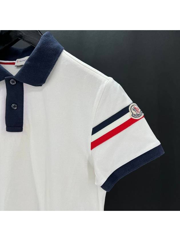 Three strip armband short sleeved collared t shirt white M size - MONCLER - BALAAN 5