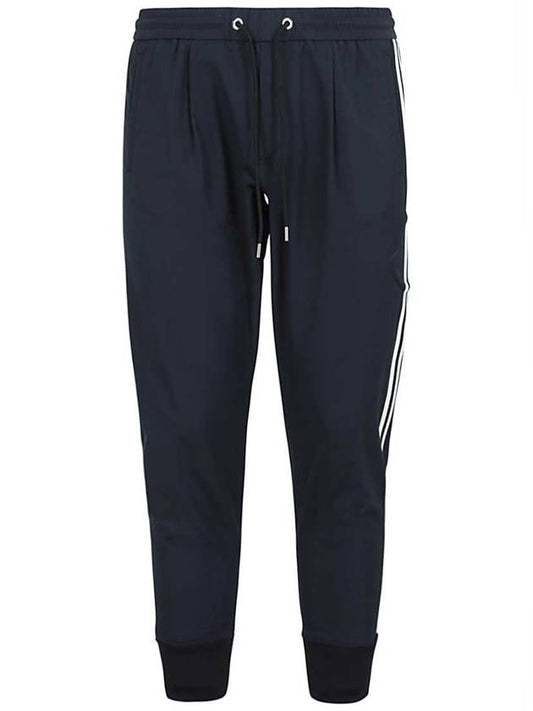 Men's Unbalanced Striped Jogger Pants Navy - MONCLER - BALAAN.