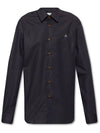 Men's Embroidered ORB Long Sleeve Shirt Black - VIVIENNE WESTWOOD - BALAAN 2